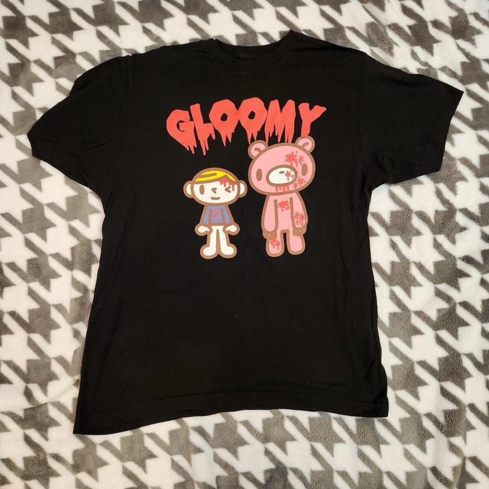 LARGE Gloomy The Naughty Grizzly Double Sided Graphic T-Shirt